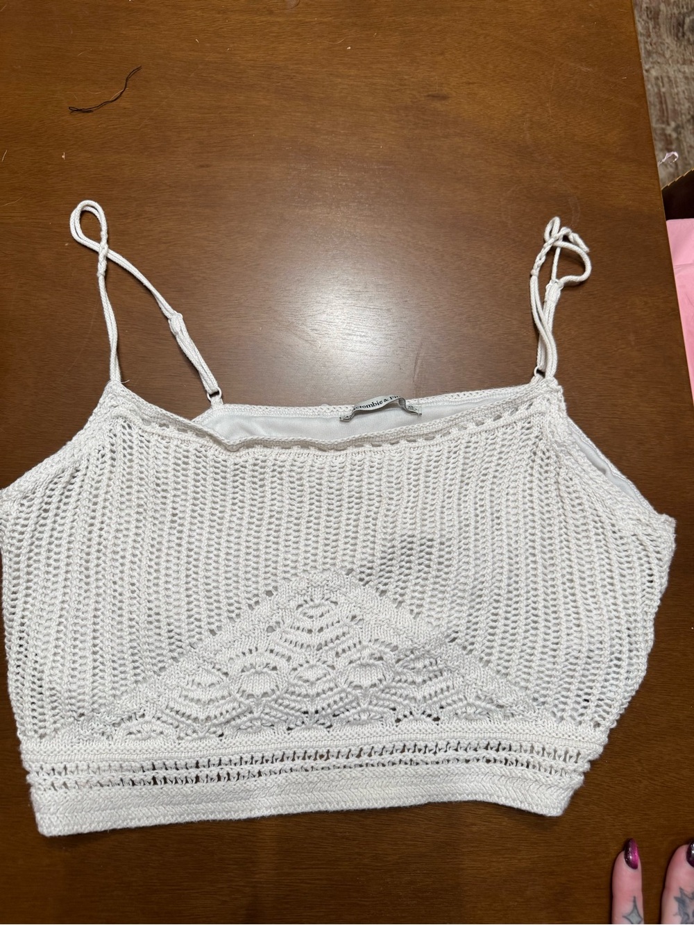 Abercrombie & Fitch White Crochet Crop Tank